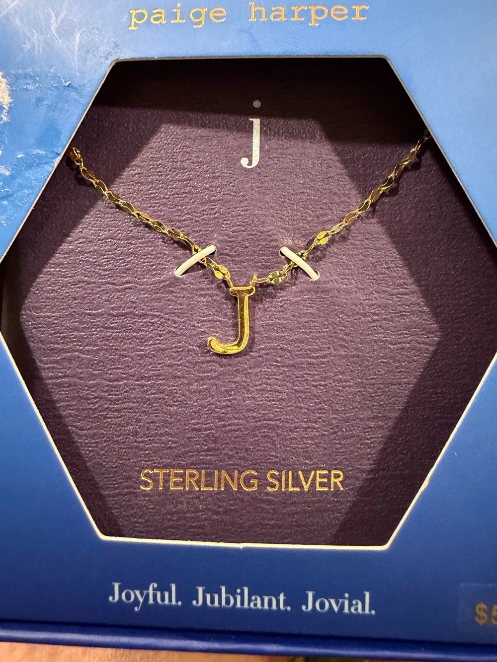 Paige Harper Sterling Silver Gold 'J' Initial Necklace - Gold